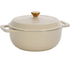 Cast iron 6QT cooking pot - ceramic white - comes with two silicone gloves - Enamel pot