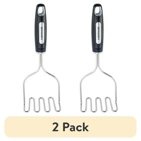 (2 pack) Professional Stainless Steel Potato Masher with Black Handle