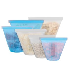 3Pcs Silicone Food Storage Bags Reusable Leakproof Food Container Set with 3 Seals Microwave Dishwasher Safe Environment Friendly 8.5Oz/17Oz/25.4Oz (Option: FoodStorageBag Blue)