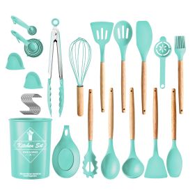 35Pcs Kitchen Cooking Utensils Set Spatula Set Baking Utensil Set Kitchen Accessories Necessities with Holder Egg Whisk Separator Tong Turner Spoons C (Option: UtensilSet Green)